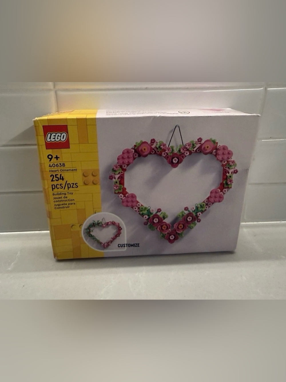 LEGO Pink and Green Heart Ornament Floral Wreath